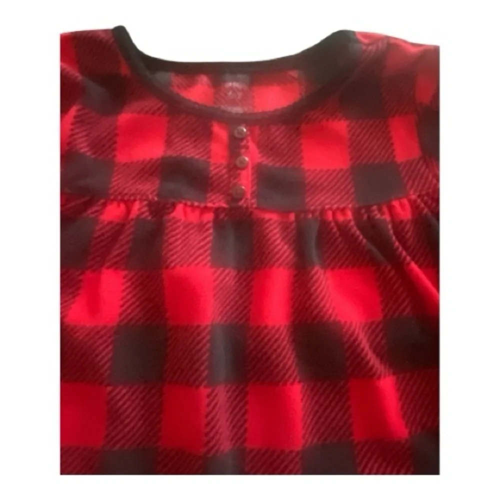 CARTERS-GIRLS SIZE 6/7-RED AND BLACK PLAID FLANNEL NIGHTGOWN